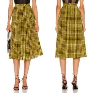 Alessandra Rich houndstooth pleated silk midi skirt size IT 38 US size 2 XS